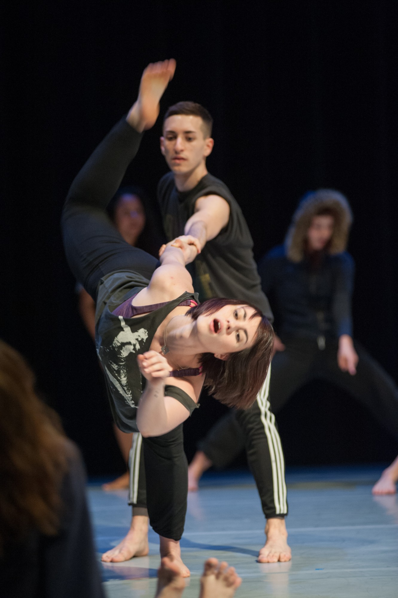 Dancers in dynamic performance