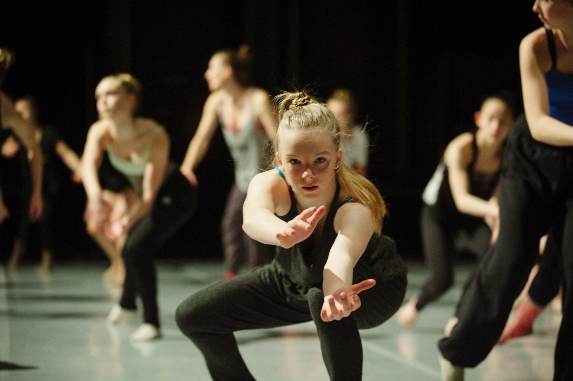 Dancers in rehearsal class